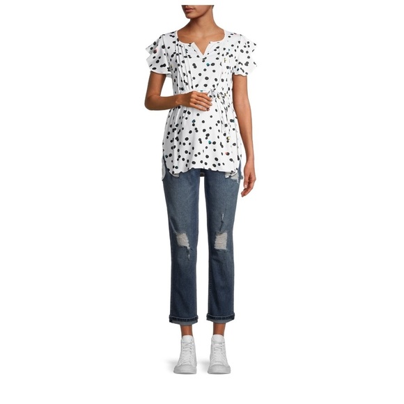 Women's Maternity Boyfriend Jeans with Full Panel - Picture 3 of 6